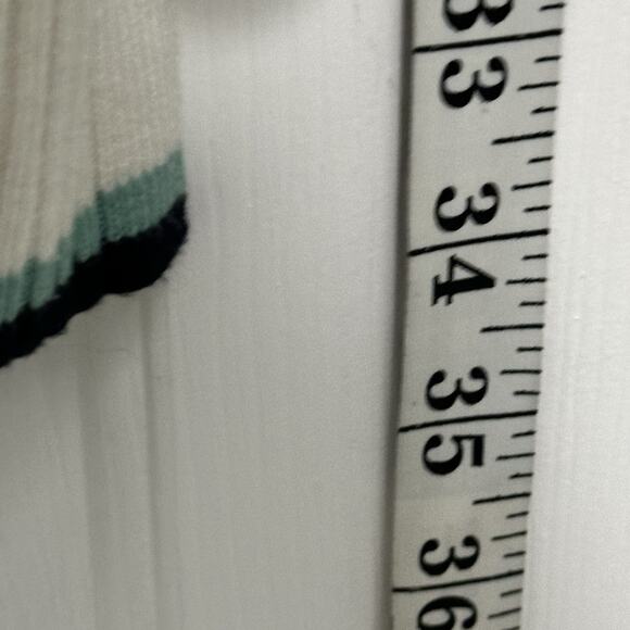T by TALBOTS Size 1x Ivory White Striped Rainbow Mock Turtleneck Sweater - Picture 6 of 10